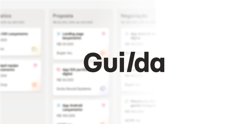 Guilda's logo on a blurred interface screenshot